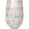 21" White Mother of Pearl Handmade Mosaic Inspired Vase with Pastel Blue and Pink Accents